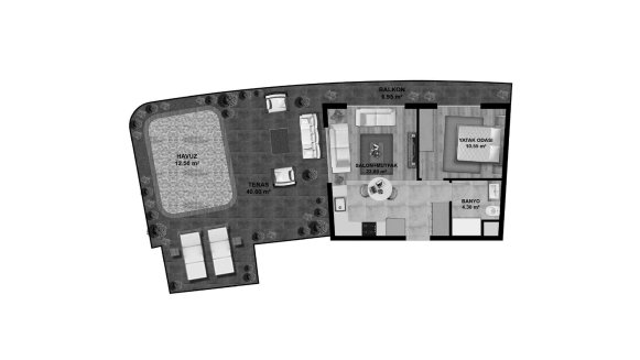 Apartment floor plan, 1 bedroom in Beyond All No. 11007 (2D)